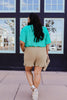 Ruffly Speaking Shorts In Khaki