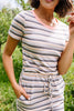 Striped Drawstring T-Shirt Dress