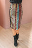 Sequin Kaleidoscope Striped Pencil Skirt
