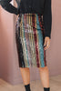 Sequin Kaleidoscope Striped Pencil Skirt