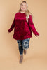 Crushing It Cold Shoulder Blouse In Ruby