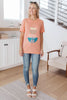Abstract Graphic Tee in Peach