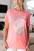 Abstract Graphic Tee in Pink