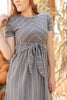 Angles And Stripes Dress in Gray