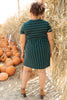Angles And Stripes Dress in Hunter Green