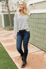 Basically Striped Long Sleeve Top in Ivory and Black
