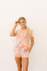 Brushed Knit Tie Dye Lounge Top In Coral