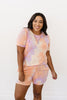 Brushed Knit Tie Dye Lounge Shorts In Coral