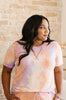 Brushed Knit Tie Dye Lounge Top In Coral