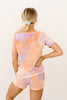 Brushed Knit Tie Dye Lounge Shorts In Coral