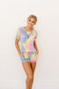 Brushed Knit Tie Dye Lounge Top In Blue