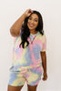 Brushed Knit Tie Dye Lounge Top In Blue