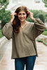 Chloe Lace & Drape Sweater in Olive