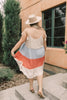 Color Block Ruffles Midi Dress In Coral