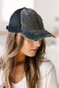 Criss Cross Ponytail Baseball Cap in Black