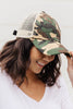 Criss Cross Ponytail Baseball Cap in Camo