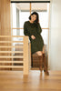 Diamond Details Sweater Dress in Olive