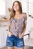 Feminine Floral Top In Plum