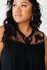 Floral Embroidered Swing Top in Black