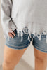 Frayed Edges Hoodie in Grey