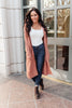 Hooded Cardigan In Red Sand