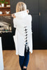 Hooded and Laced Cardigan in Off-White