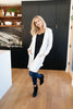 Hooded and Laced Cardigan in Off-White