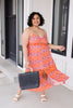 Stripes In Bloom Dress in Coral