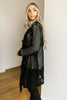 Knit And Fringe Cardigan in Black