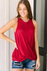 Knotted Hem Tank in Ruby Red