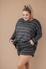 Lightweight Striped Pullover In Charcoal