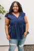 Lucy Eyelets Top in Navy