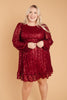 Mia Sequin Dress in Wine