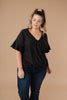 Nice Surprise Surplice Knit Top In Black