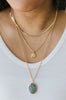 Oval Stone Charm Chain Necklace