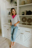 Pink Neon Striped V Top