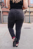 Plaid Peek-A-Boo Jeans in Charcoal