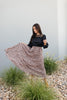 Pleated & Spotted Mauve Midi Skirt