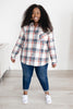 Pretty In Plaid Button-Up Top in Navy
