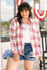 Pretty In Plaid Button-Up Top in Red