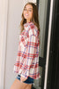 Pretty In Plaid Button-Up Top in Red