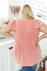 Ribbed Flutter Sleeve Top in Coral