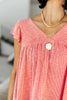 Ribbed Flutter Sleeve Top in Coral