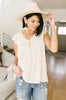 Ribbed Flutter Sleeve Top in White