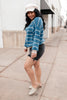 Ribbed and Striped Sweater in Teal