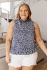 Roxanne Mock Neck Blouse In Navy