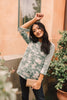 Sage Waffle Knit & Tie Dye Top
