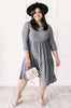 Sara Swiss Dot Dress in Gray