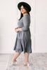 Sara Swiss Dot Dress in Gray