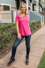 Side Strap Tee in Hot Pink